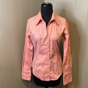 Johnny Cotton Women’s 2 Casual Button Down Shirt Floral Buttons Embroidered